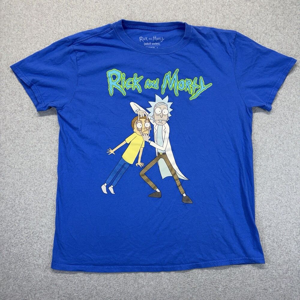 Ripple Junction Rick and Morty T-Shirt Men’s L Blue Graphic Cartoon Short Sleeve
